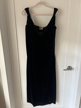 Tuckernuck Classic Black Velvet Off Shoulder Slip Dress